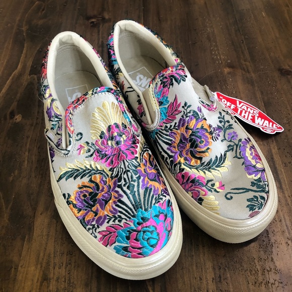 vans festival satin slip on gold